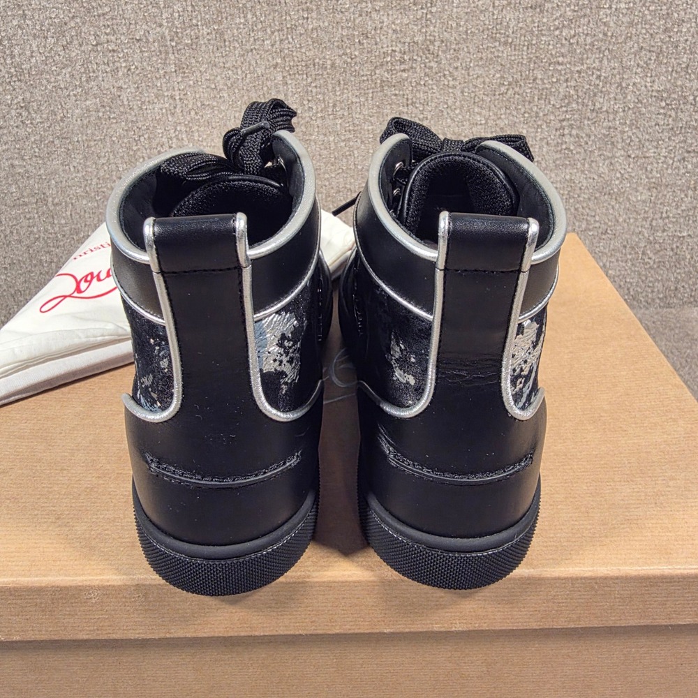 NEW Christian Louboutin Louis Orlato Flat Black Silver Gravity Sneakers 39 - Picture 10 of 11